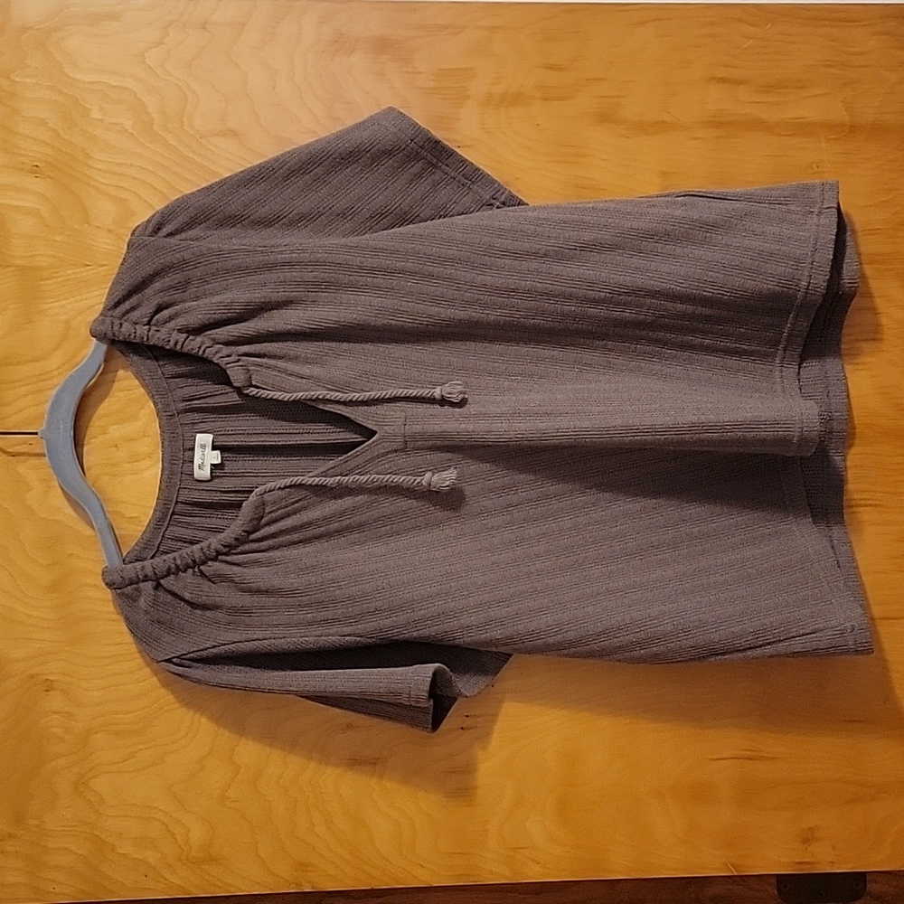Madewell Gray Short-Sleeve Peasant Top